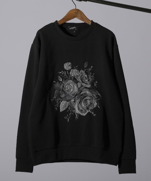 LUXSTYLE(ラグスタイル)の「裏起毛薔薇刺繍トレーナー(スウェット・メンズ・ブラック/ホワイト・M/L)」の18枚目の写真