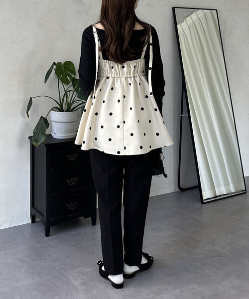 prose verse（プロズヴェール）の「フロントシャーリングドットビスチェ（キャミソール・レディース・アイボリー/ブラック・LARGE/MEDIUM）」の16枚目の写真