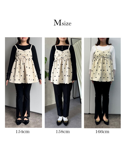 prose verse（プロズヴェール）の「フロントシャーリングドットビスチェ（キャミソール・レディース・アイボリー/ブラック・LARGE/MEDIUM）」の20枚目の写真