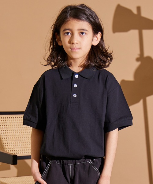 PAIRMANON STREET(ペアマノンストリート)の「【PAIRMANON STREET】ポロシャツ 半袖 Tシャツ(ポロシャツ・キッズ・ブラック/ブルー/ベージュ/ホワイト・120/130/160/140/90/150/100/110)」の2枚目の写真