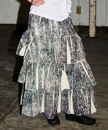 【NON TOKYO/ノントーキョー】DIRECT PRINT RIB GATHER LONG SKIRT/プリントリブギャザーロングスカート