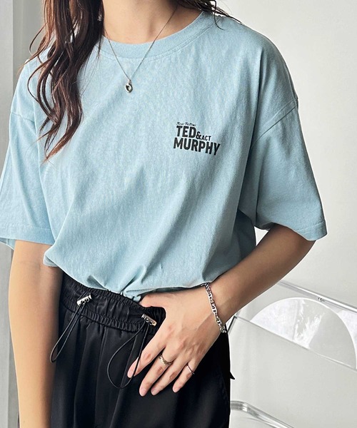 FIRST MOOD(ファーストムード)の「《FIRSTMOODコラボ》ヴィンテージ風猫プリントロゴTシャツ(Tシャツ/カットソー・レディース・チャコール/ブルー/アイボリー・MEDIUM)」の14枚目の写真