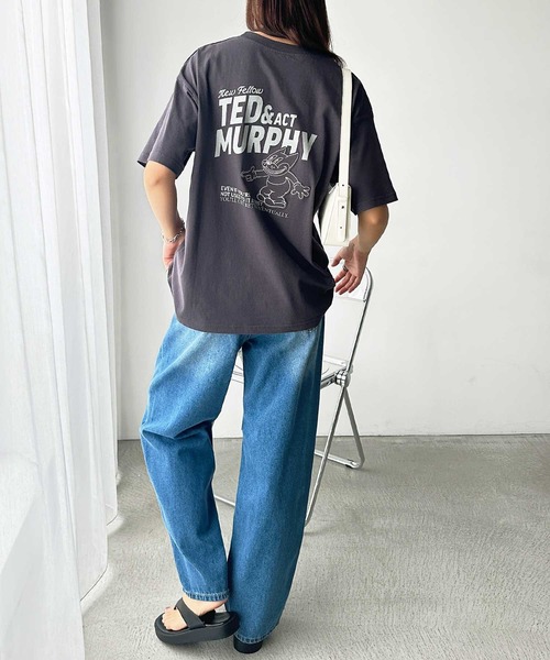 FIRST MOOD(ファーストムード)の「《FIRSTMOODコラボ》ヴィンテージ風猫プリントロゴTシャツ(Tシャツ/カットソー・レディース・チャコール/ブルー/アイボリー・MEDIUM)」の12枚目の写真