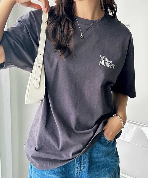 FIRST MOOD(ファーストムード)の「《FIRSTMOODコラボ》ヴィンテージ風猫プリントロゴTシャツ(Tシャツ/カットソー・レディース・チャコール/ブルー/アイボリー・MEDIUM)」の10枚目の写真