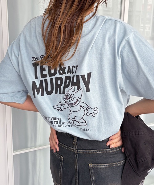 FIRST MOOD(ファーストムード)の「《FIRSTMOODコラボ》ヴィンテージ風猫プリントロゴTシャツ(Tシャツ/カットソー・レディース・チャコール/ブルー/アイボリー・MEDIUM)」の20枚目の写真