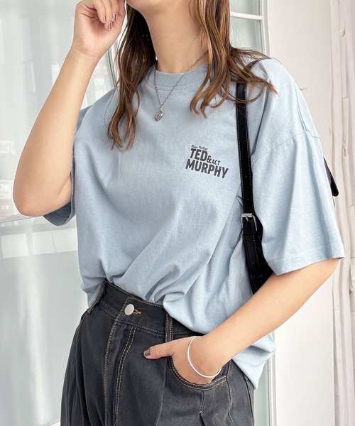 FIRST MOOD(ファーストムード)の「《FIRSTMOODコラボ》ヴィンテージ風猫プリントロゴTシャツ(Tシャツ/カットソー・レディース・チャコール/ブルー/アイボリー・MEDIUM)」の22枚目の写真