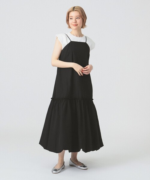 Ray BEAMS（レイビームス）の「バルーン キリカエ キャミ ワンピース [洗える]（ワンピース・レディース・レッド/ブラック・0/1）」の2枚目の写真