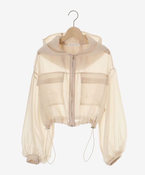 MAJESTIC LEGON(マジェスティックレゴン)の「【冷房対策にも♪さっと羽織れる】シアーフードブルゾン(シャツ/ブラウス・レディース・アイボリー/ピンクベージュ/グレー/ブラック・MEDIUM)」の10枚目の写真