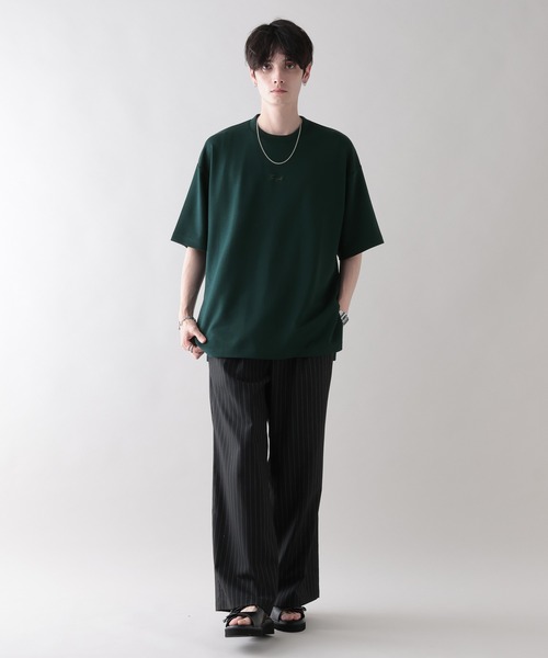 RAGEBLUE（レイジブルー）の「サイドジップスリット/オーバーサイズプチ刺繍ポンチTシャツ（Tシャツ/カットソー・メンズ・ベージュ/ネイビー/ホワイト/ライトブルー/ブラック/ダークグリーン・SMALL/MEDIUM/LARGE）」の7枚目の写真