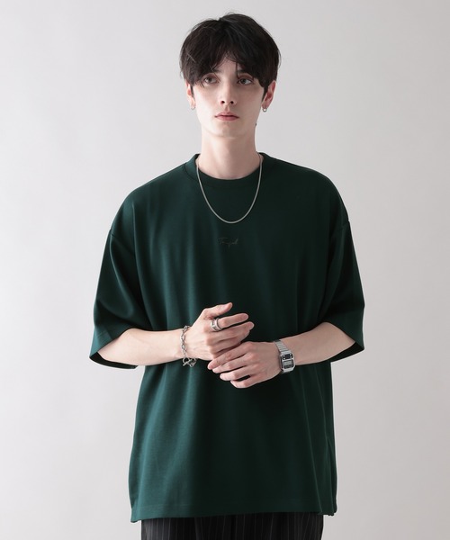 RAGEBLUE（レイジブルー）の「サイドジップスリット/オーバーサイズプチ刺繍ポンチTシャツ（Tシャツ/カットソー・メンズ・ベージュ/ネイビー/ホワイト/ライトブルー/ブラック/ダークグリーン・SMALL/MEDIUM/LARGE）」の10枚目の写真