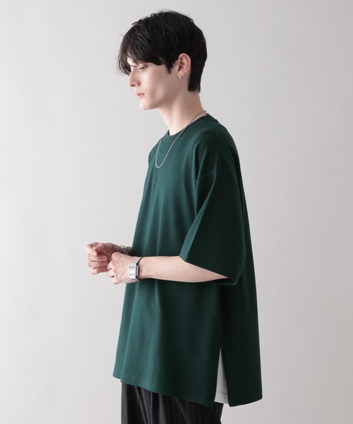 RAGEBLUE（レイジブルー）の「サイドジップスリット/オーバーサイズプチ刺繍ポンチTシャツ（Tシャツ/カットソー・メンズ・ベージュ/ネイビー/ホワイト/ライトブルー/ブラック/ダークグリーン・SMALL/MEDIUM/LARGE）」の11枚目の写真