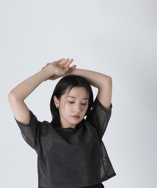 セール】◇クロップドシアーニットTシャツ（ニット/セーター