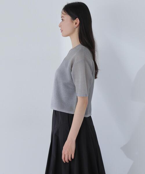 NATURAL BEAUTY BASIC(ナチュラルビューティーベーシック)の「◇クロップドシアーニットTシャツ(ニット/セーター・レディース・レッド/ブラック/グレー・FREE)」の22枚目の写真