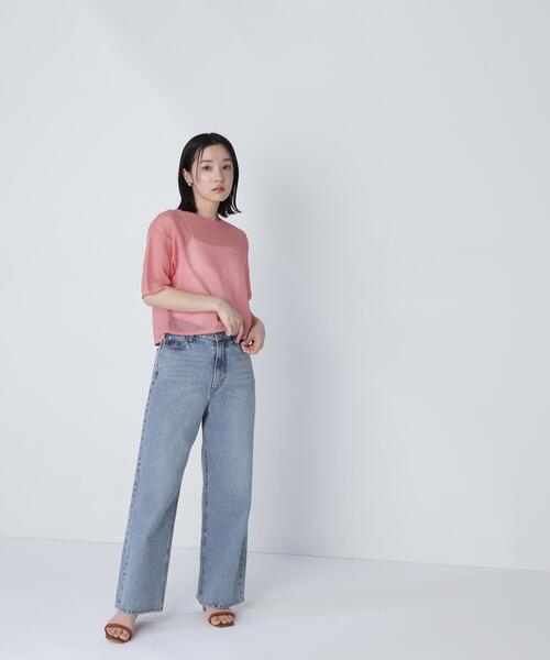 NATURAL BEAUTY BASIC(ナチュラルビューティーベーシック)の「◇クロップドシアーニットTシャツ(ニット/セーター・レディース・レッド/ブラック/グレー・FREE)」の15枚目の写真