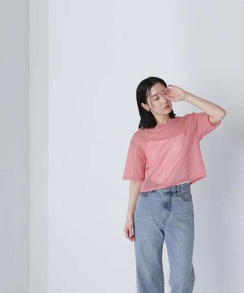 セール】◇クロップドシアーニットTシャツ（ニット/セーター