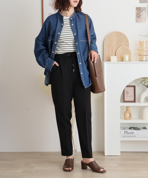 Anna Nicola(アンナニコラ)の「Anna Nicola センタープレスストレッチテーパードパンツ(スラックス・レディース・ベージュ/ブラック/ブルーグリーン/グレイッシュブルー・38)」の20枚目の写真