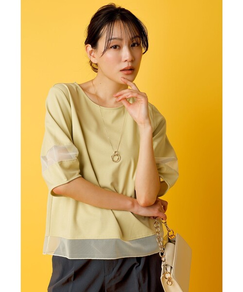 セール】【洗える】シアーコンビ プルオーバー（Tシャツ
