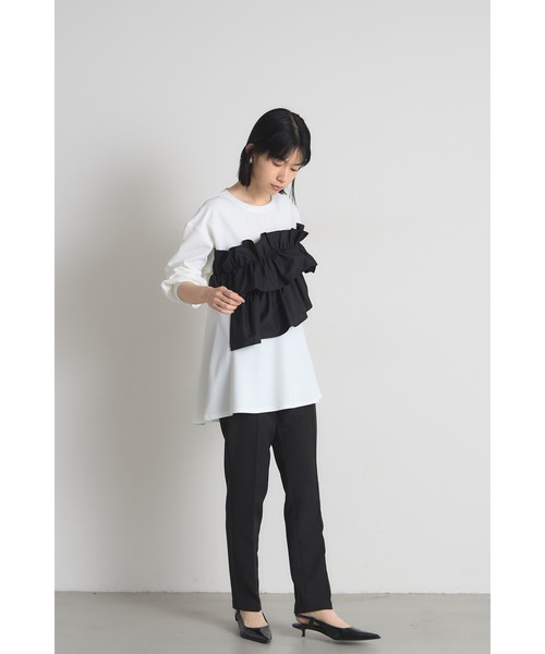 &. NOSTALGIA(アンドドットノスタルジア)の「フリルドッキングカットプルオーバー(Tシャツ/カットソー・レディース・アイボリー/ブラック・M)」の9枚目の写真