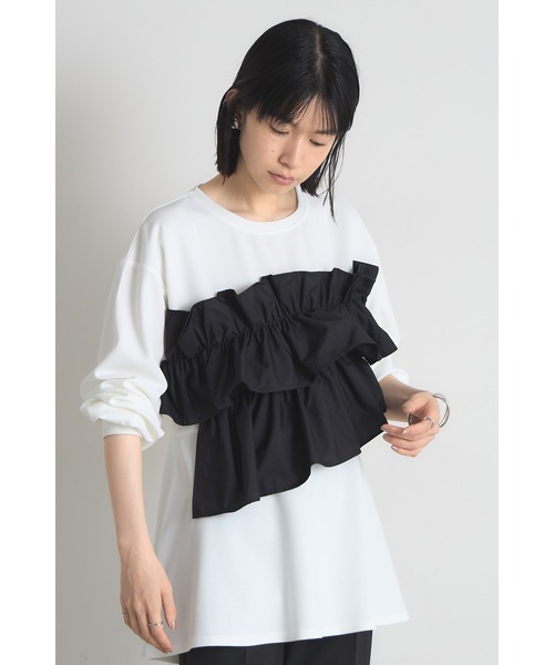 &. NOSTALGIA(アンドドットノスタルジア)の「フリルドッキングカットプルオーバー(Tシャツ/カットソー・レディース・アイボリー/ブラック・M)」の10枚目の写真