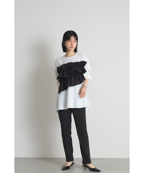 &. NOSTALGIA(アンドドットノスタルジア)の「フリルドッキングカットプルオーバー(Tシャツ/カットソー・レディース・アイボリー/ブラック・M)」の12枚目の写真