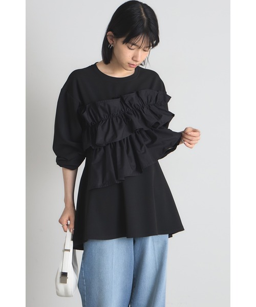 &. NOSTALGIA(アンドドットノスタルジア)の「フリルドッキングカットプルオーバー(Tシャツ/カットソー・レディース・アイボリー/ブラック・M)」の16枚目の写真