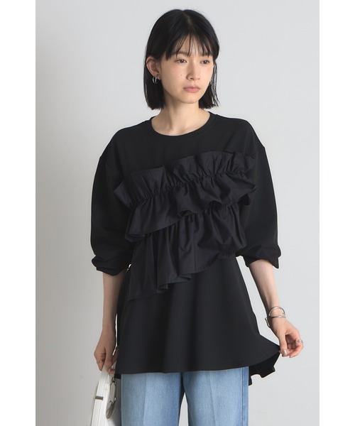 &. NOSTALGIA(アンドドットノスタルジア)の「フリルドッキングカットプルオーバー(Tシャツ/カットソー・レディース・アイボリー/ブラック・M)」の18枚目の写真