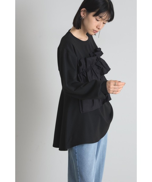 &. NOSTALGIA(アンドドットノスタルジア)の「フリルドッキングカットプルオーバー(Tシャツ/カットソー・レディース・アイボリー/ブラック・M)」の19枚目の写真
