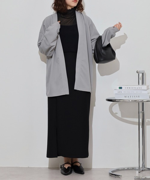 FUNALIVE（ファンアライブ）の「吸水速乾　UVカット　ストレッチ　ジョーゼット　ノーカラーカーディガン（ノーカラージャケット・メンズ・ブラック/グレー/グレイッシュブルー・M/L/LL）」の11枚目の写真