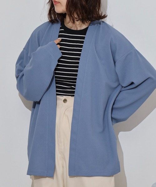 FUNALIVE（ファンアライブ）の「吸水速乾　UVカット　ストレッチ　ジョーゼット　ノーカラーカーディガン（ノーカラージャケット・メンズ・ブラック/グレー/グレイッシュブルー・M/L/LL）」の14枚目の写真