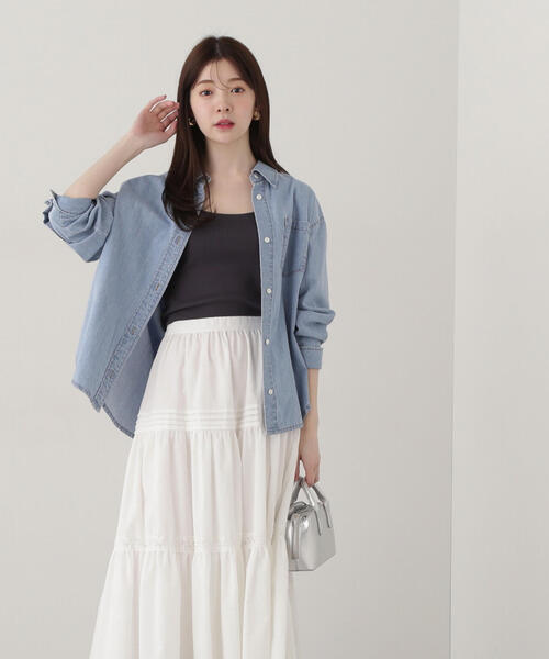 EDIT COLOGNE（エディットコロン）の「《EDIT COLOGNE》デニムシャツ（シャツ/ブラウス・レディース・ネイビー/ブルー・FREE）」の9枚目の写真