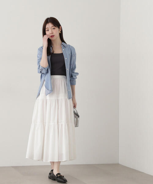 EDIT COLOGNE（エディットコロン）の「《EDIT COLOGNE》デニムシャツ（シャツ/ブラウス・レディース・ネイビー/ブルー・FREE）」の11枚目の写真