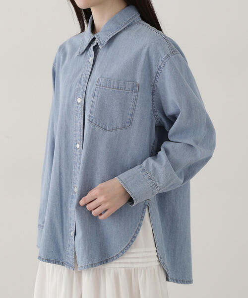 EDIT COLOGNE（エディットコロン）の「《EDIT COLOGNE》デニムシャツ（シャツ/ブラウス・レディース・ネイビー/ブルー・FREE）」の15枚目の写真