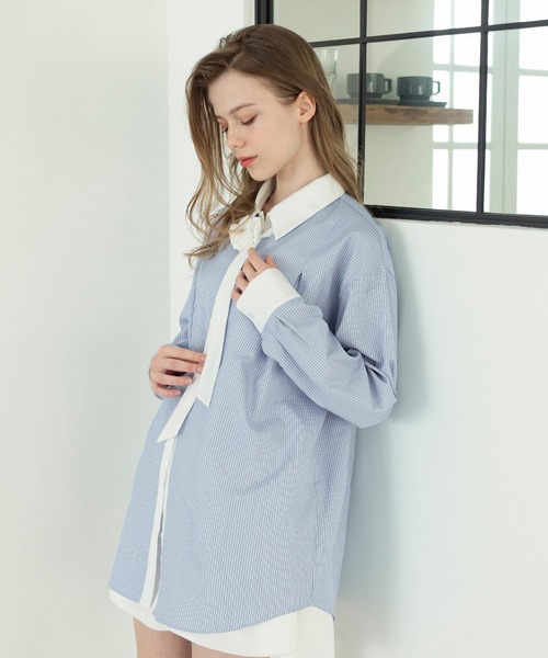 Ambre Neige(アンブルネージュ)の「rose motif bowtie shirt / バラモチーフボウタイシャツ(シャツ/ブラウス・レディース・ライトブルー/ネイビー・FREE)」の12枚目の写真