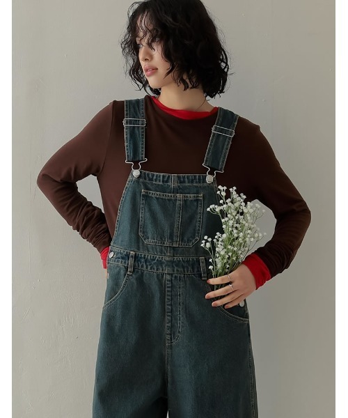 Re:EDIT（リエディ）の「[ZOZOTOWN限定][低身長/高身長サイズ有]コットンデニムバレルレッグサロペット（サロペット/オーバーオール・レディース・ネイビー/ブルー系その他/ブルー・SHORT/MEDIUM/TALL/LARGE）」の22枚目の写真