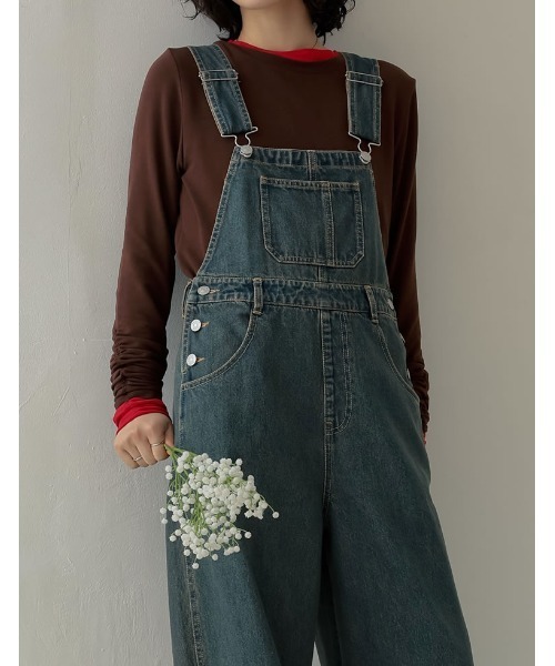 Re:EDIT（リエディ）の「[ZOZOTOWN限定][低身長/高身長サイズ有]コットンデニムバレルレッグサロペット（サロペット/オーバーオール・レディース・ネイビー/ブルー系その他/ブルー・SHORT/MEDIUM/TALL/LARGE）」の20枚目の写真
