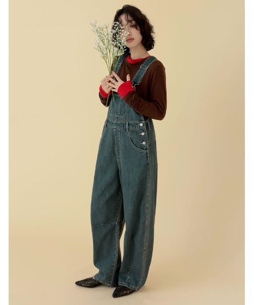 Re:EDIT（リエディ）の「[ZOZOTOWN限定][低身長/高身長サイズ有]コットンデニムバレルレッグサロペット（サロペット/オーバーオール・レディース・ネイビー/ブルー系その他/ブルー・SHORT/MEDIUM/TALL/LARGE）」の19枚目の写真