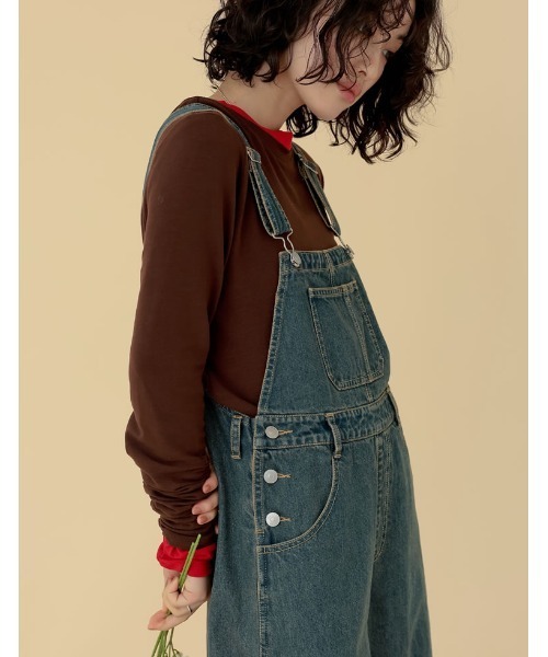 Re:EDIT（リエディ）の「[ZOZOTOWN限定][低身長/高身長サイズ有]コットンデニムバレルレッグサロペット（サロペット/オーバーオール・レディース・ネイビー/ブルー系その他/ブルー・SHORT/MEDIUM/TALL/LARGE）」の18枚目の写真