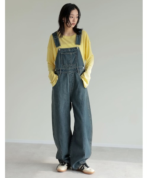 Re:EDIT（リエディ）の「[ZOZOTOWN限定][低身長/高身長サイズ有]コットンデニムバレルレッグサロペット（サロペット/オーバーオール・レディース・ネイビー/ブルー系その他/ブルー・SHORT/MEDIUM/TALL/LARGE）」の17枚目の写真