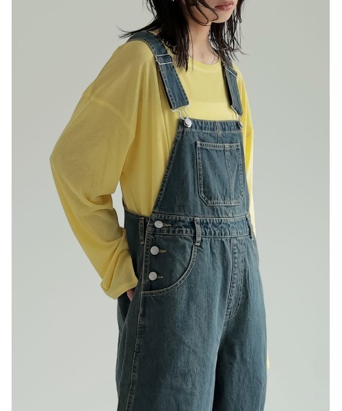 Re:EDIT（リエディ）の「[ZOZOTOWN限定][低身長/高身長サイズ有]コットンデニムバレルレッグサロペット（サロペット/オーバーオール・レディース・ネイビー/ブルー系その他/ブルー・SHORT/MEDIUM/TALL/LARGE）」の15枚目の写真