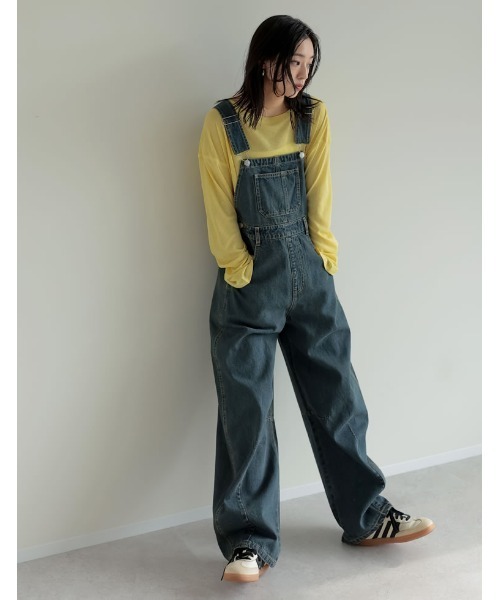 Re:EDIT（リエディ）の「[ZOZOTOWN限定][低身長/高身長サイズ有]コットンデニムバレルレッグサロペット（サロペット/オーバーオール・レディース・ネイビー/ブルー系その他/ブルー・SHORT/MEDIUM/TALL/LARGE）」の14枚目の写真