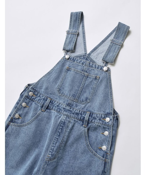 Re:EDIT（リエディ）の「[ZOZOTOWN限定][低身長/高身長サイズ有]コットンデニムバレルレッグサロペット（サロペット/オーバーオール・レディース・ネイビー/ブルー系その他/ブルー・SHORT/MEDIUM/TALL/LARGE）」の13枚目の写真