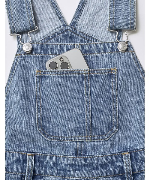 Re:EDIT（リエディ）の「[ZOZOTOWN限定][低身長/高身長サイズ有]コットンデニムバレルレッグサロペット（サロペット/オーバーオール・レディース・ネイビー/ブルー系その他/ブルー・SHORT/MEDIUM/TALL/LARGE）」の5枚目の写真