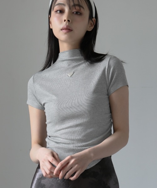 ★2023秋冬物　新品タグ付き❗️MHL ハイネックカットソー　ネイビー　サイズ2 BRING】レディースハイネックカットソー（七分袖・透け防止・ASR
