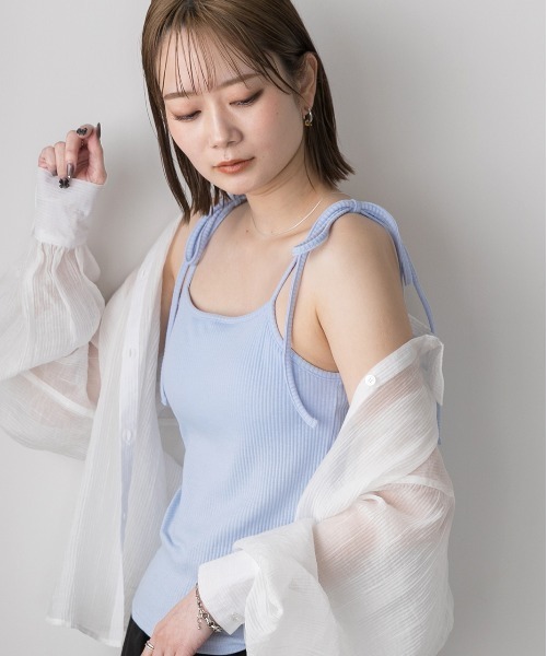 ad thie(アドティエ)の「カップ付き マルチウェイキャミソール(キャミソール・レディース・ピンク/オフホワイト/ライトブルー/ブラック・FREE)」の18枚目の写真