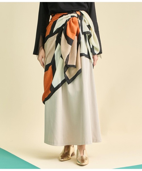 Settimissimo（セッティミッシモ）の「パネル プリント 大判 ストール（ストール/ショール・レディース・ベージュ/オレンジ・FREE）」の2枚目の写真