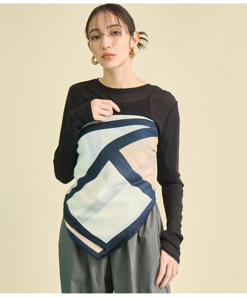 Settimissimo（セッティミッシモ）の「パネル プリント 大判 ストール（ストール/ショール・レディース・ベージュ/オレンジ・FREE）」の3枚目の写真