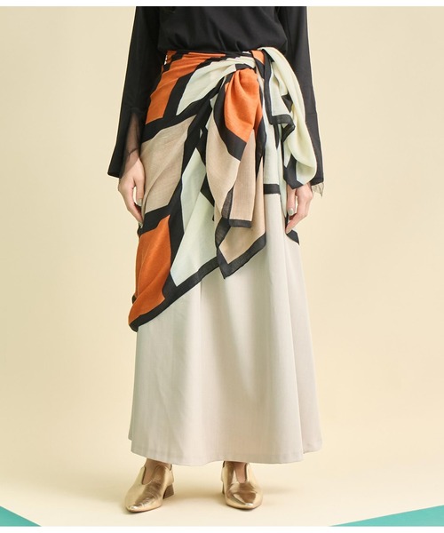 Settimissimo（セッティミッシモ）の「パネル プリント 大判 ストール（ストール/ショール・レディース・ベージュ/オレンジ・FREE）」の10枚目の写真