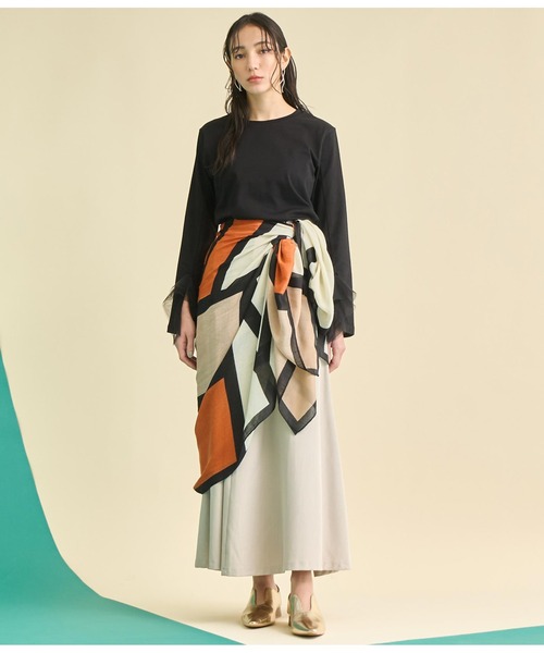 Settimissimo（セッティミッシモ）の「パネル プリント 大判 ストール（ストール/ショール・レディース・ベージュ/オレンジ・FREE）」の13枚目の写真