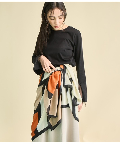 Settimissimo（セッティミッシモ）の「パネル プリント 大判 ストール（ストール/ショール・レディース・ベージュ/オレンジ・FREE）」の9枚目の写真