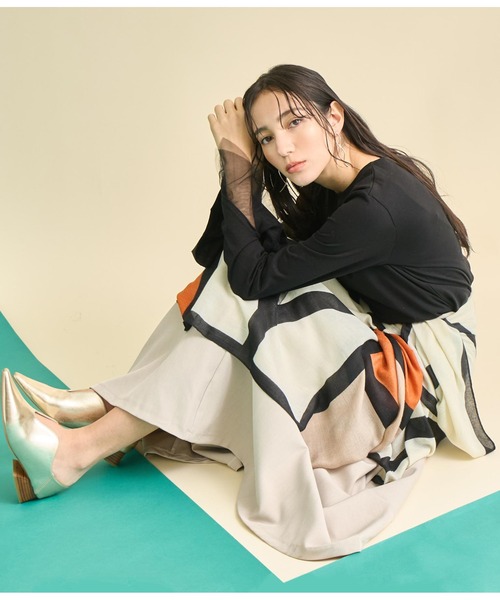 Settimissimo（セッティミッシモ）の「パネル プリント 大判 ストール（ストール/ショール・レディース・ベージュ/オレンジ・FREE）」の15枚目の写真